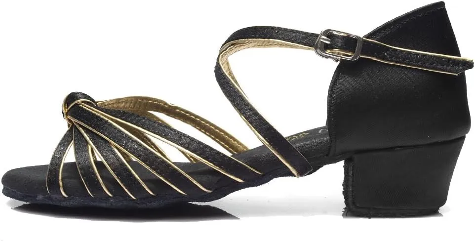 YKXLM Toddler Girls Latin Dance Shoes Kids Low Heels Tango Salsa Ballroom Practice Dance Shoes for Girls