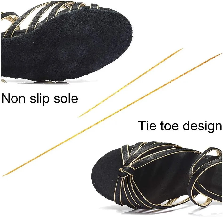 YKXLM Toddler Girls Latin Dance Shoes Kids Low Heels Tango Salsa Ballroom Practice Dance Shoes for Girls