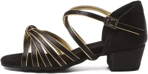 YKXLM Toddler Girls Latin Dance Shoes Kids Low Heels Tango Salsa Ballroom Practice Dance Shoes for Girls
