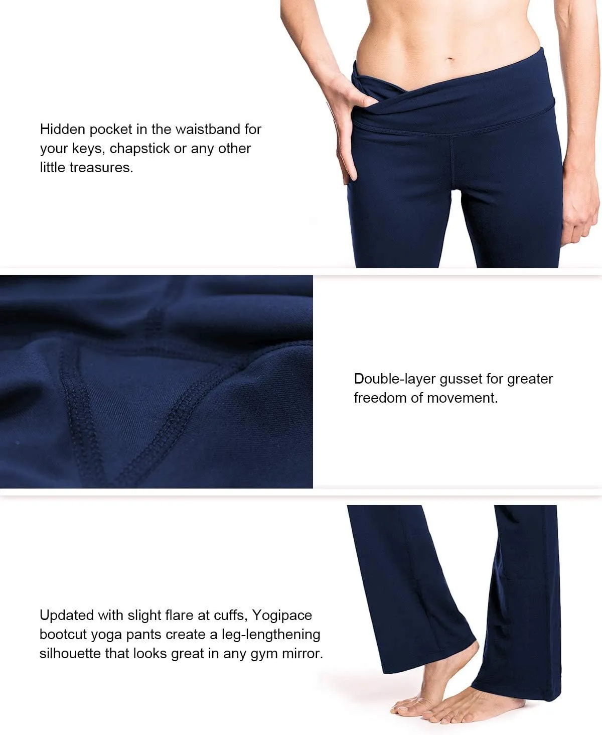 Yogipace 25"/27"/29"/31"/33"/35"/37",Petite/Regular/Tall,Women's Bootcut Yoga Pants Long Workout Pant