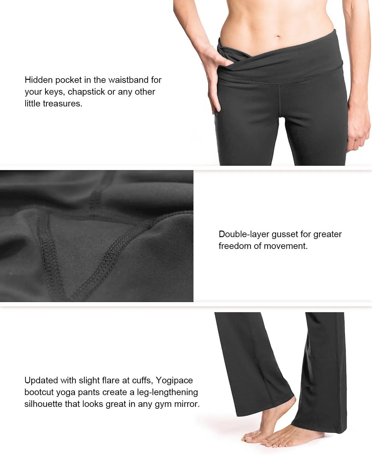 Yogipace 25"/27"/29"/31"/33"/35"/37",Petite/Regular/Tall,Women's Bootcut Yoga Pants Long Workout Pant