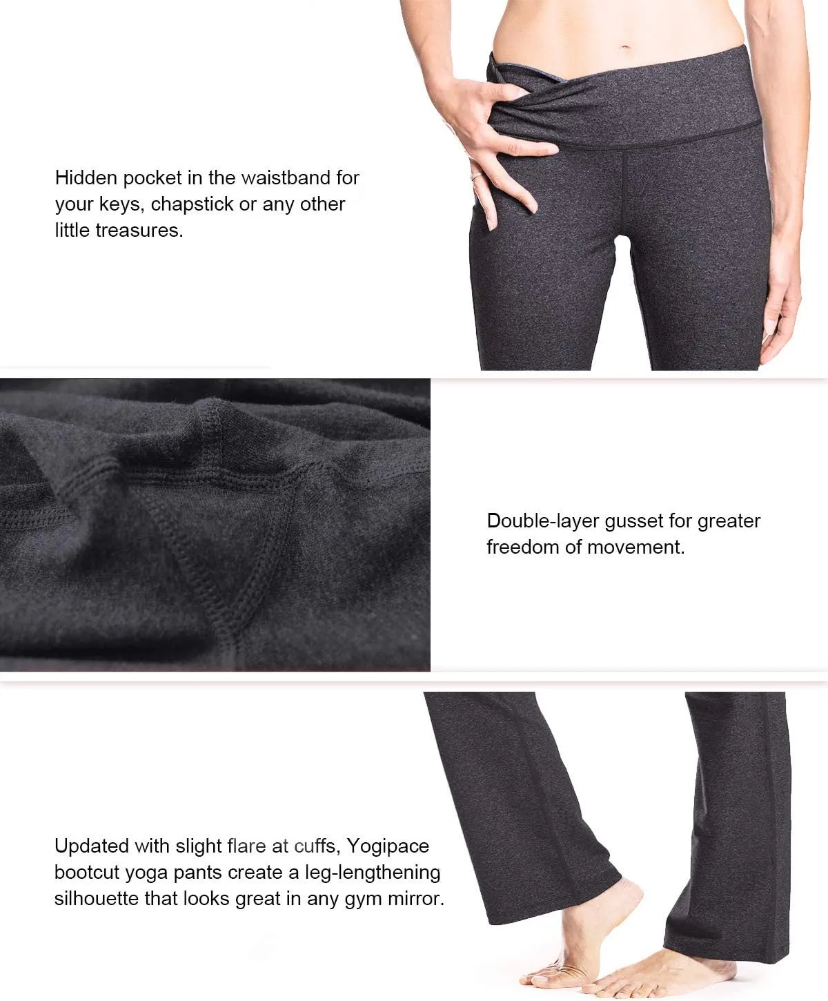 Yogipace 25"/27"/29"/31"/33"/35"/37",Petite/Regular/Tall,Women's Bootcut Yoga Pants Long Workout Pant