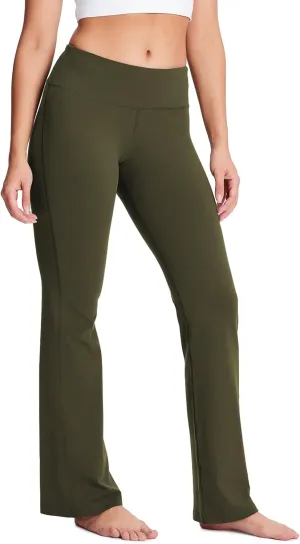 Yogipace 25"/27"/29"/31"/33"/35"/37",Petite/Regular/Tall,Women's Bootcut Yoga Pants Long Workout Pant