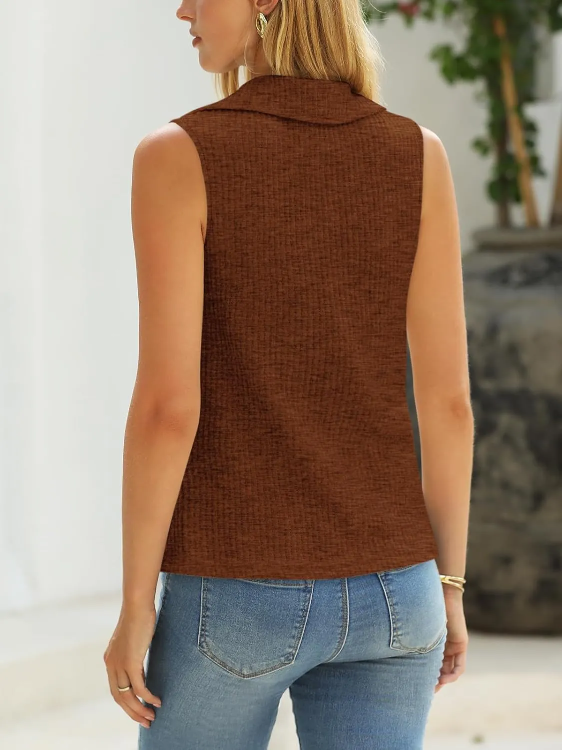 Yousify Women's Knit Tank Tops 2025 Summer V Neck Button Down Sweater Vest Casual Sleeveless Top