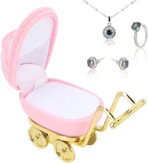 YUYTE Mini Jewelry Travel Case, Baby Carriage Jewelry Box, Personalized Jewelry Gift Organizer, Earrings Necklace Packaging Case, Christmas Valentine's Day Ideas for Women Girls()