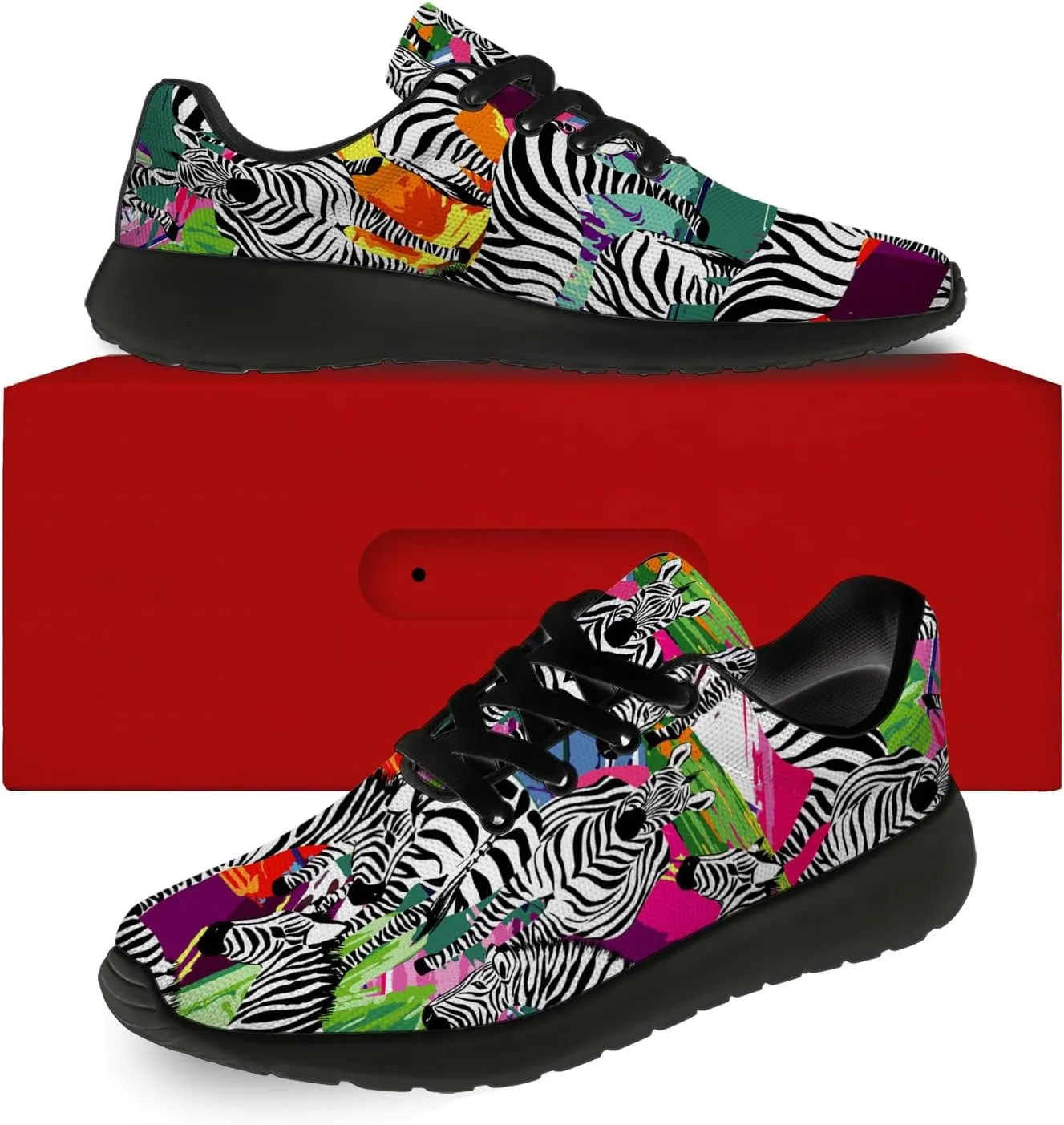 Zebra Print Shoes for Men Women Lightweight Comfort Running Tennis Walking Sneakers Gifts for Dad Mom