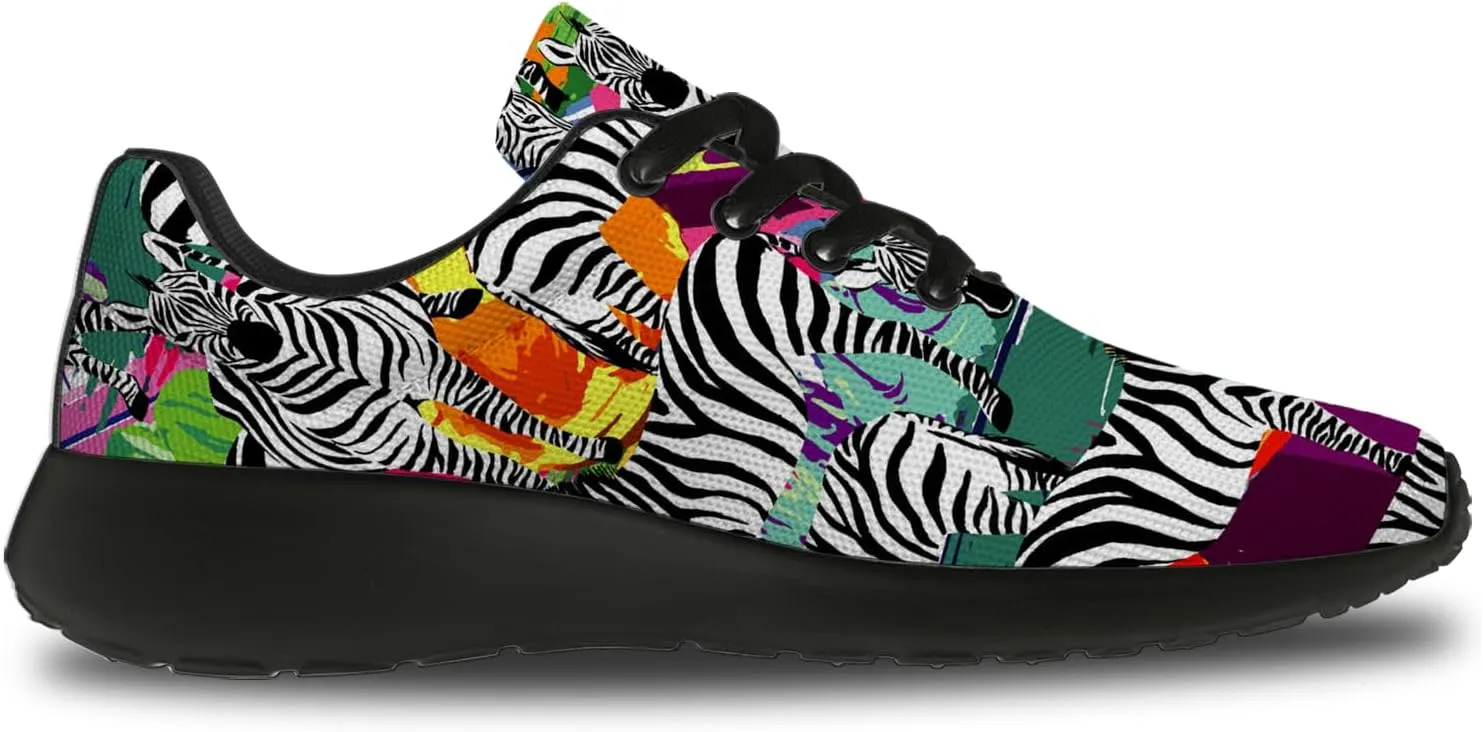 Zebra Print Shoes for Men Women Lightweight Comfort Running Tennis Walking Sneakers Gifts for Dad Mom