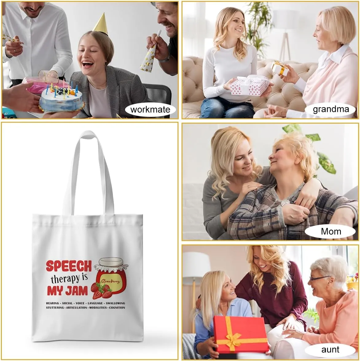 ZHAMEN Speech Therapy Tote Bag SLP Gifts for Speech Language Pathologist Women Teacher Speech Therapist Gift