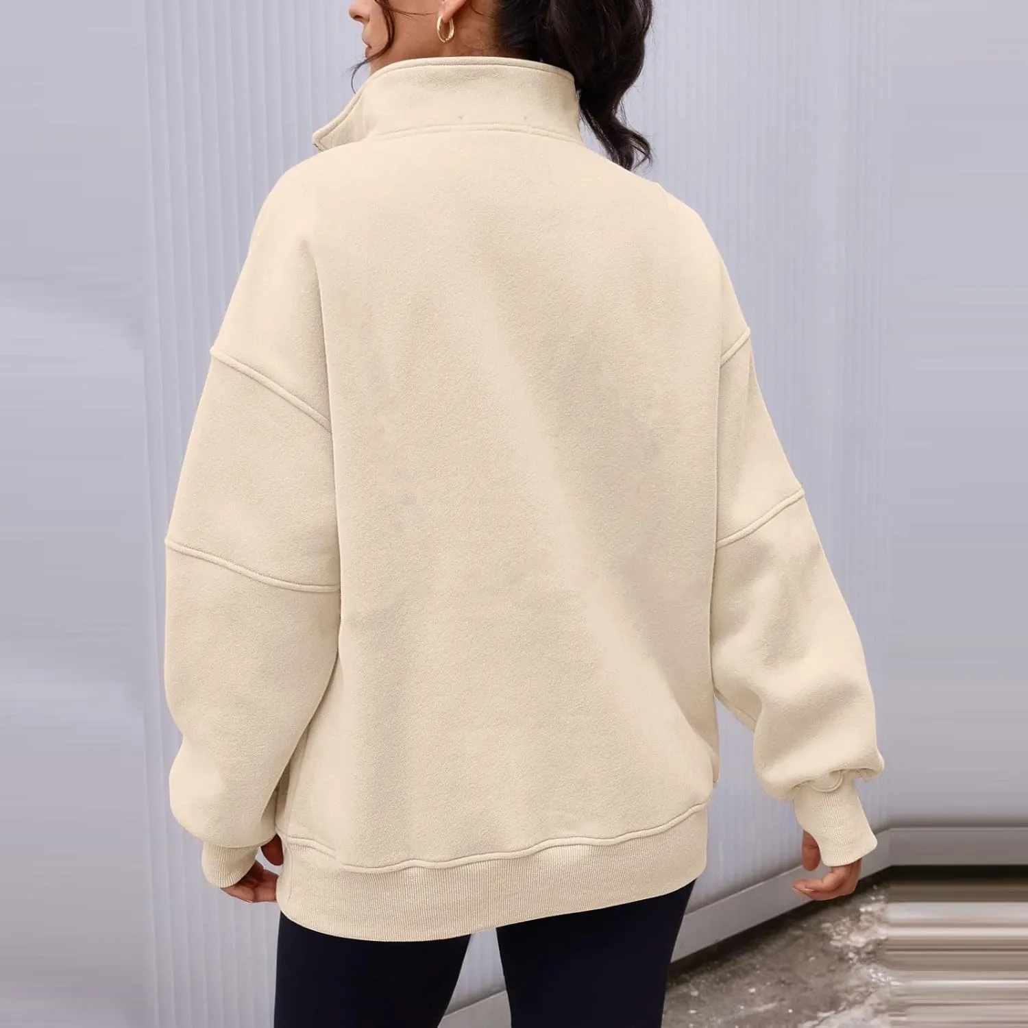 Zip Up Hoodie Women Oversized Drop Shoulder Fleece Sweatshirt with Pockets Thumb Hole Loose Comfy Fall Sweater 2024