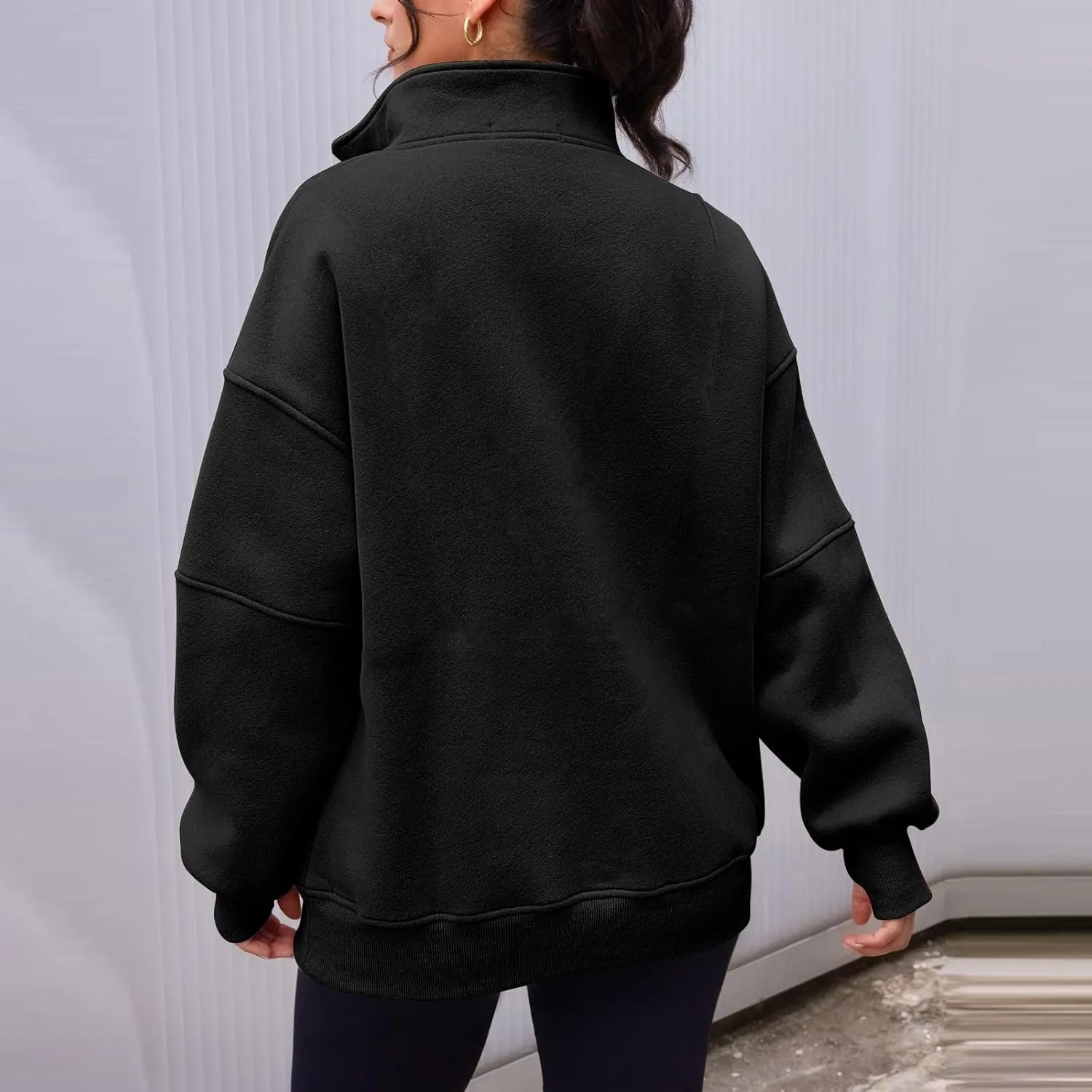 Zip Up Hoodie Women Oversized Drop Shoulder Fleece Sweatshirt with Pockets Thumb Hole Loose Comfy Fall Sweater 2024