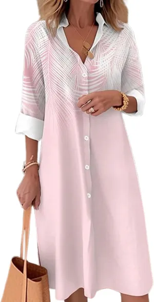 ZOCANIA Plaid Shirt Dress Women Long Sleeve Button Down Midi Dress Color Block A-Line Dress Casual Beach Vacation Shift Dress